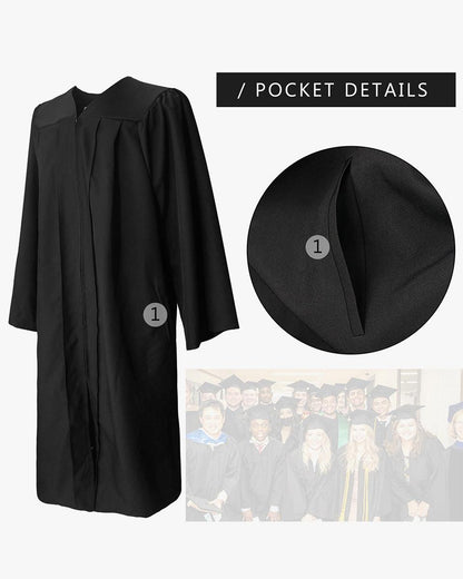 100% Recycled Material High School Graduation Cap and Gown with Pockets - 3 Colors Available - Graduation Seller