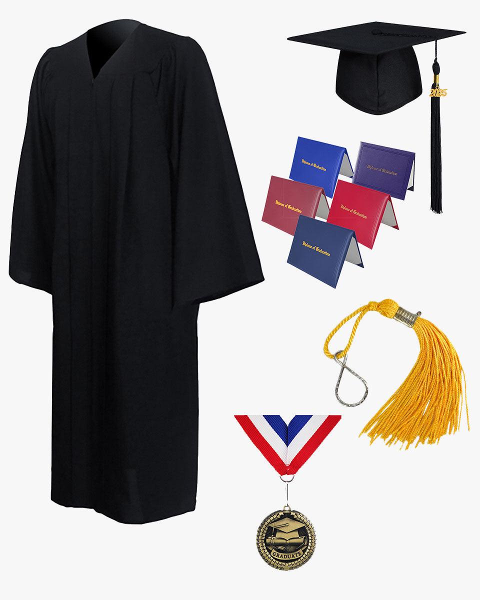 High School Premium Matte Graduation Cap, Gown, Stole, Imprinted Diploma Cover & Graduation Souvenirs Package - Graduation Seller