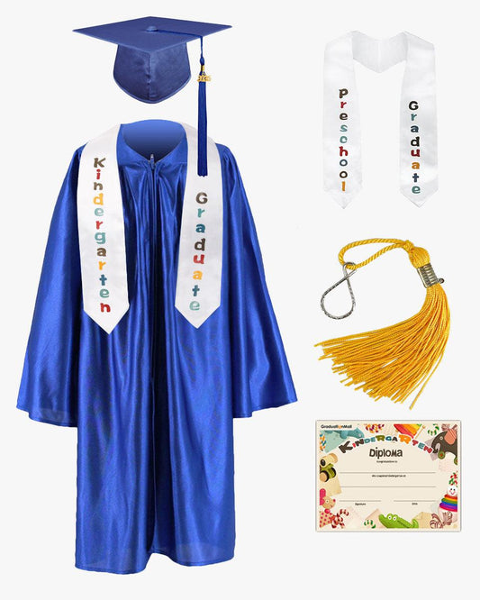 Shiny Kindergarten Graduation Cap, Gown, Stole, Diploma & Key Chain Package - Graduation Seller