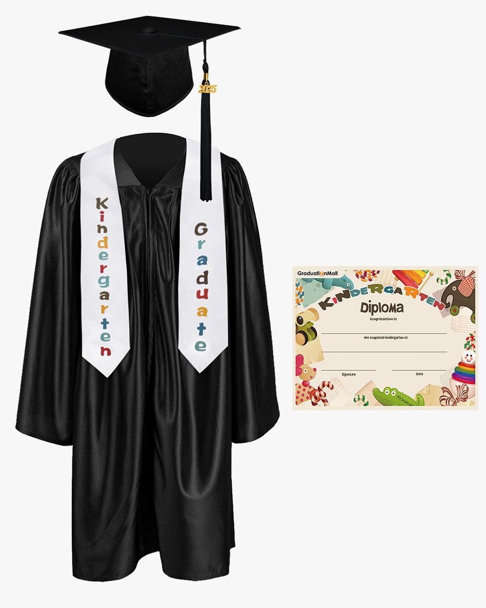 Shiny Kindergarten Graduation Cap, Gown, Stole & Diploma Package - Graduation Seller