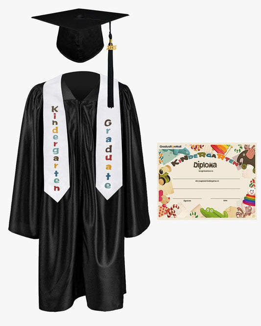 Shiny Kindergarten Graduation Cap, Gown, Stole & Diploma Package - Graduation Seller