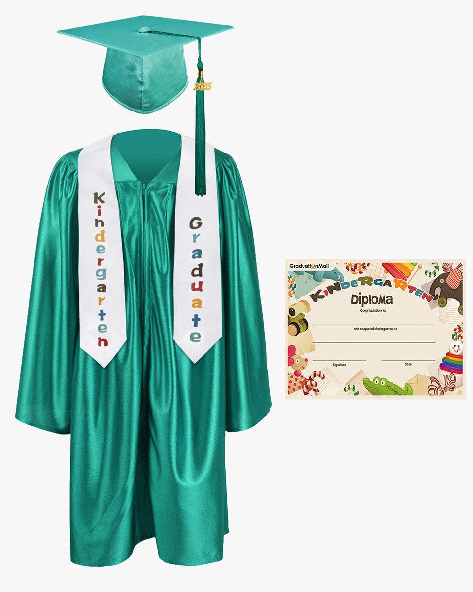 Shiny Kindergarten Graduation Cap, Gown, Stole & Diploma Package - Graduation Seller