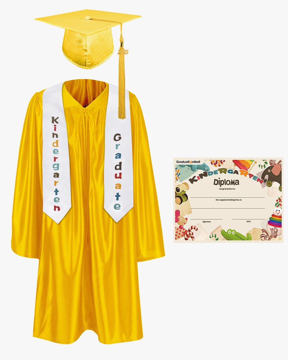 Shiny Kindergarten Graduation Cap, Gown, Stole & Diploma Package - Graduation Seller