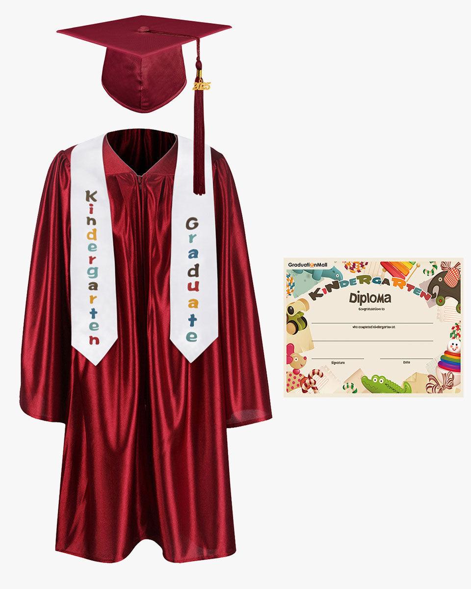 Shiny Kindergarten Graduation Cap, Gown, Stole & Diploma Package - Graduation Seller