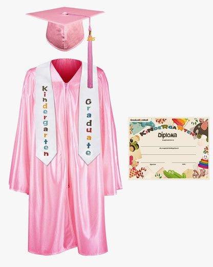 Shiny Kindergarten Graduation Cap, Gown, Stole & Diploma Package - Graduation Seller
