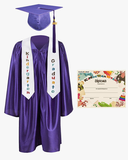 Shiny Kindergarten Graduation Cap, Gown, Stole & Diploma Package - Graduation Seller