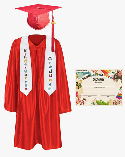 Shiny Kindergarten Graduation Cap, Gown, Stole & Diploma Package - Graduation Seller