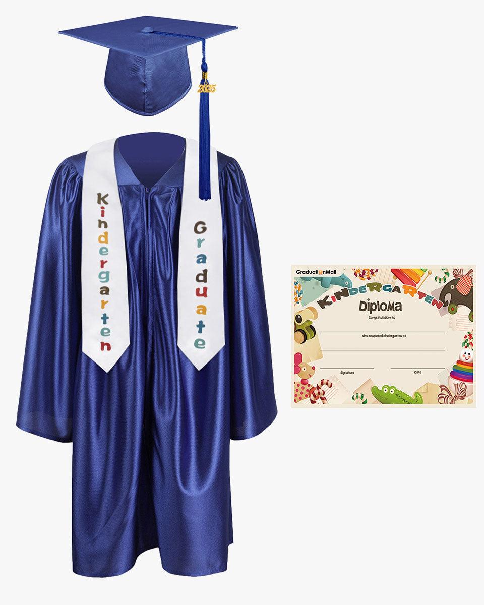 Shiny Kindergarten Graduation Cap, Gown, Stole & Diploma Package - Graduation Seller