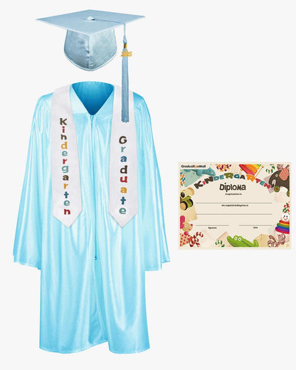 Shiny Kindergarten Graduation Cap, Gown, Stole & Diploma Package - Graduation Seller