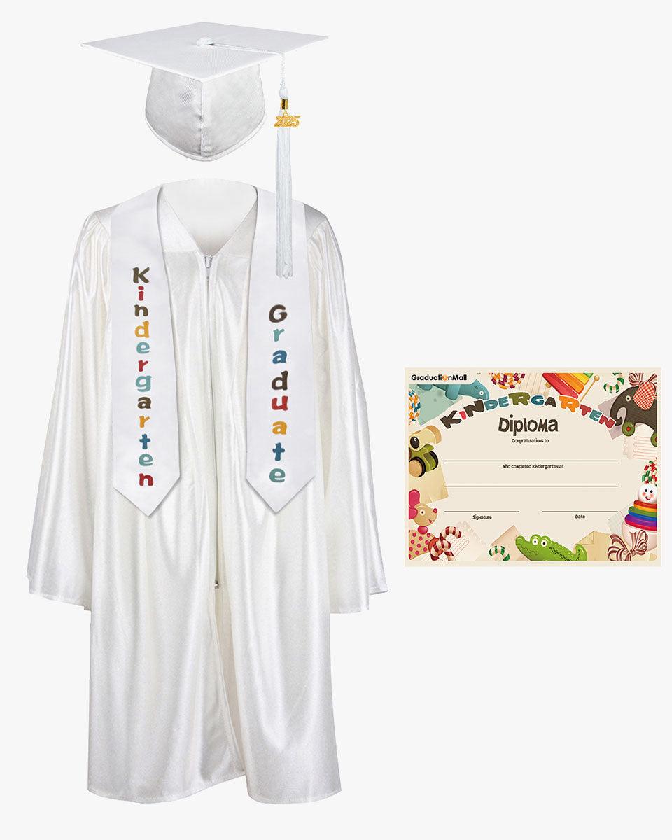 Shiny Kindergarten Graduation Cap, Gown, Stole & Diploma Package - Graduation Seller