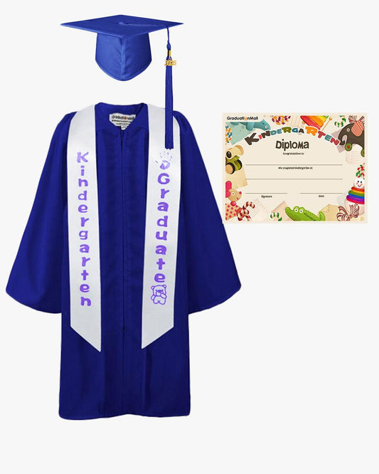 Matte Kindergarten Graduation Cap, Gown, Stole & Diploma Package - Graduation Seller