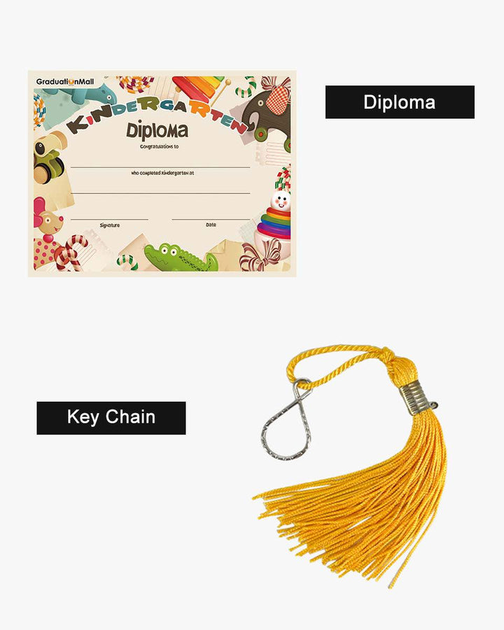 Shiny Kindergarten Graduation Cap, Gown, Stole, Diploma & Key Chain Package - Graduation Seller