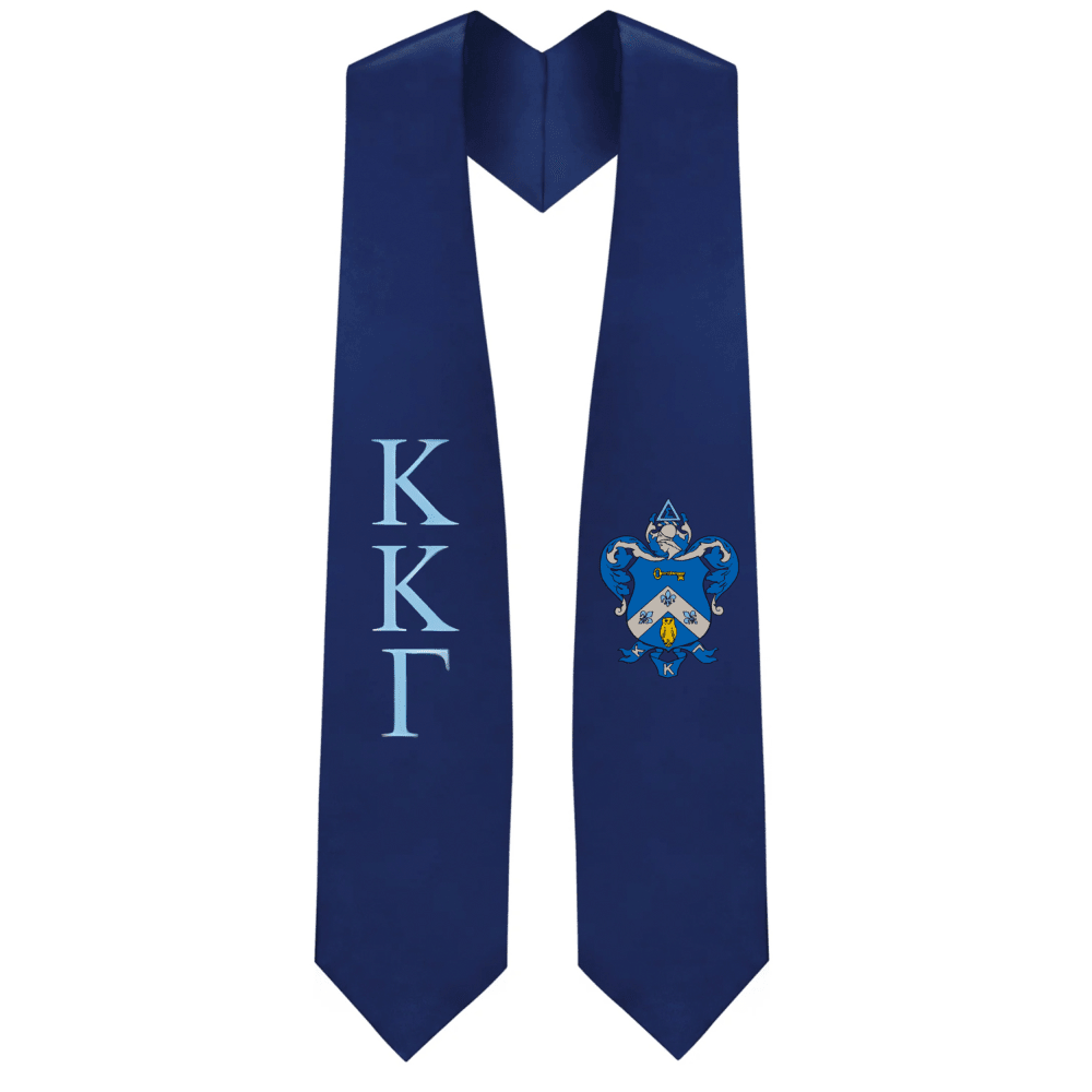 Kappa Kappa Gamma Greek Lettered Graduation Stole w/ Crest - Graduation Seller