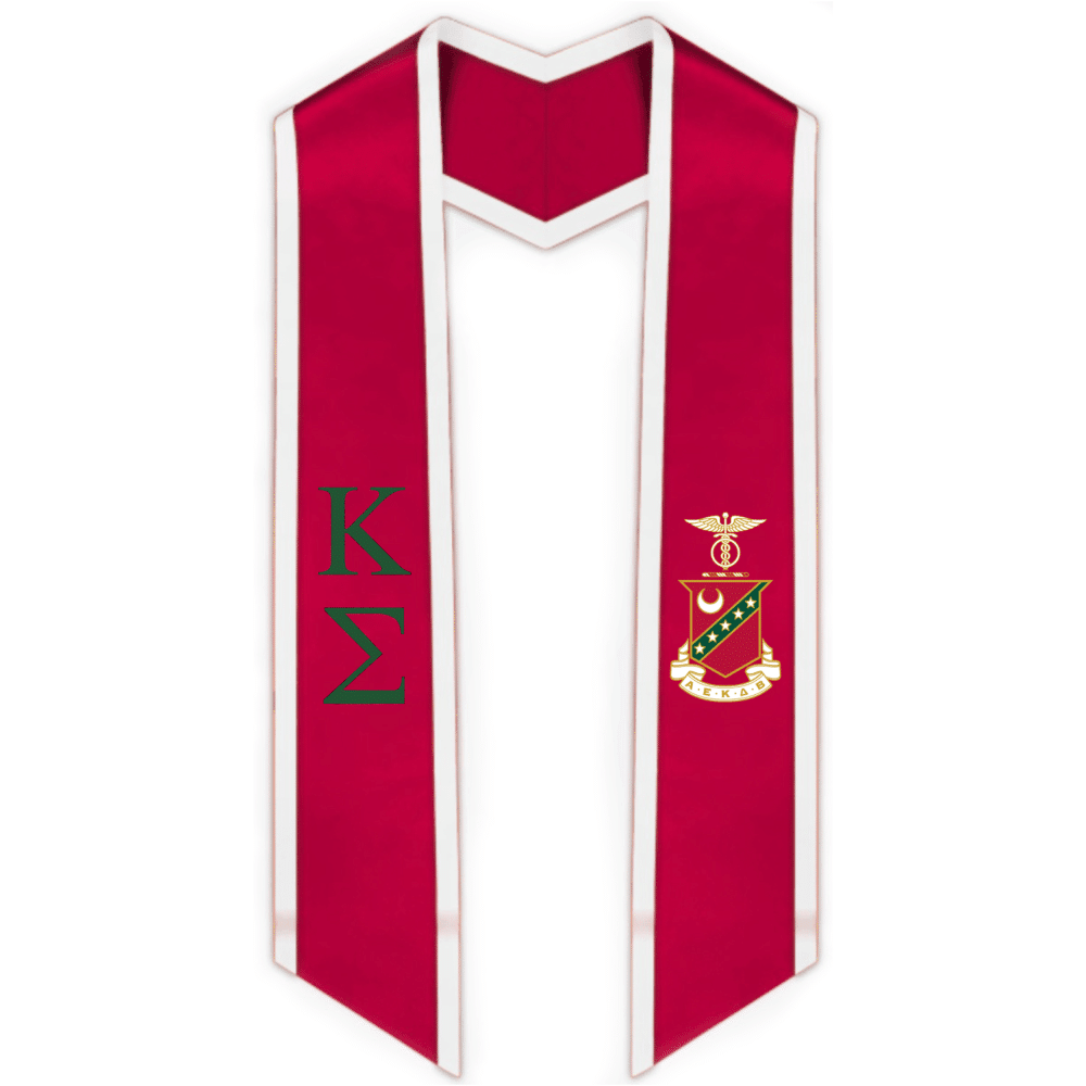 Kappa Sigma Trimmed Greek Lettered Graduation Stole w/ Crest - Graduation Seller