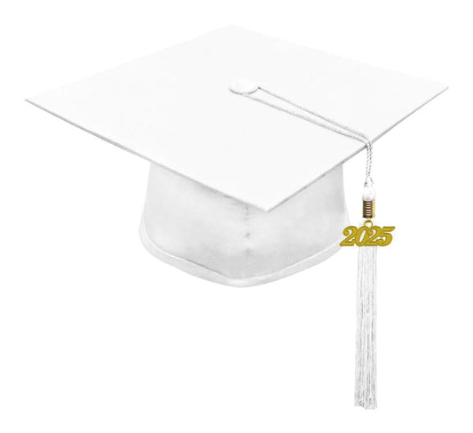 Matte White High School Cap & Tassel - Graduation Seller
