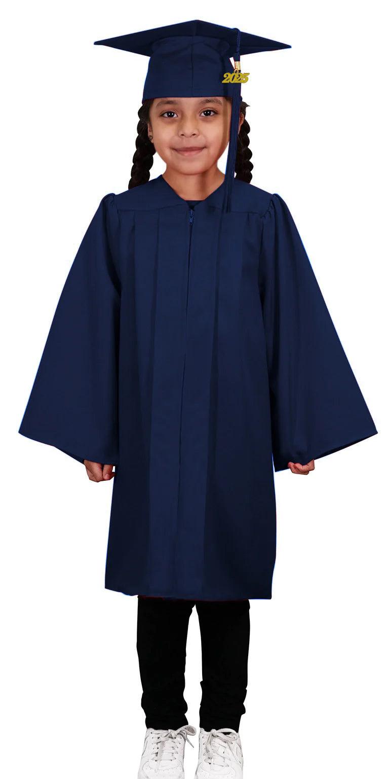 Matte Navy Blue Kindergarten/Preschool Graduation Cap & Gown - Graduation Seller