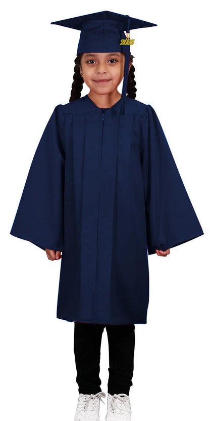 Matte Navy Blue Kindergarten/Preschool Graduation Cap & Gown - Graduation Seller