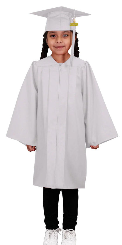 Matte White Kindergarten/Preschool Cap & Gown - Graduation Seller
