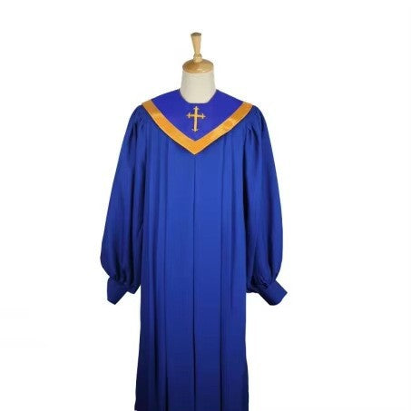 Premium Choir & Clergy Robe with Embroidered Cross Stole | Stage & Ceremony Performance Gown
