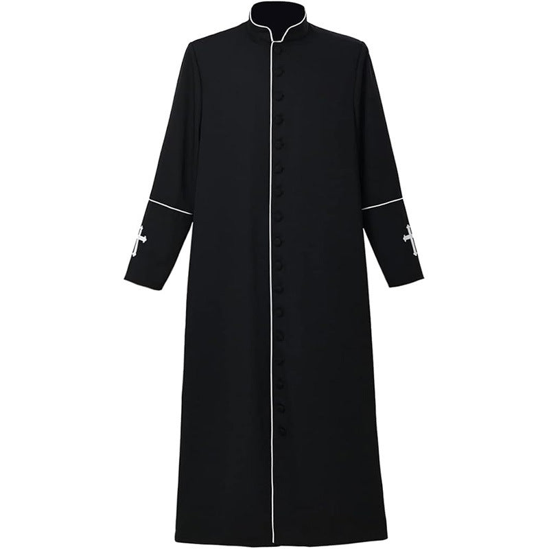 Medieval Clergy Cassock Robe with Cross Embroidery | Choir Costume | Unisex | 6+ Colors | S-XXXL