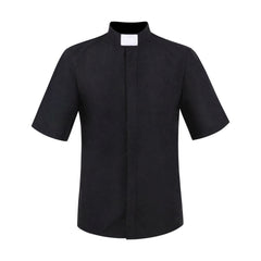 Black Clergy Shirt with Tab Collar | Short & Long Sleeve | Sizes XXS-5XL