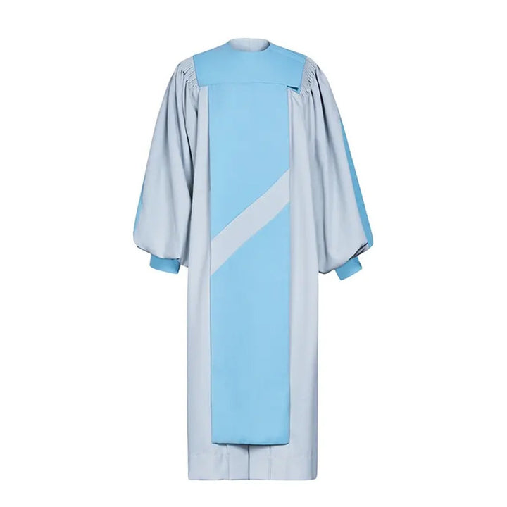 Premium Two-Tone Lantern Sleeve Choir Robe - Silver & Blue
