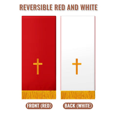 Reversible Church Parament Set – Pulpit Scarf & Altar Table Cover with Gold Cross Embroidery