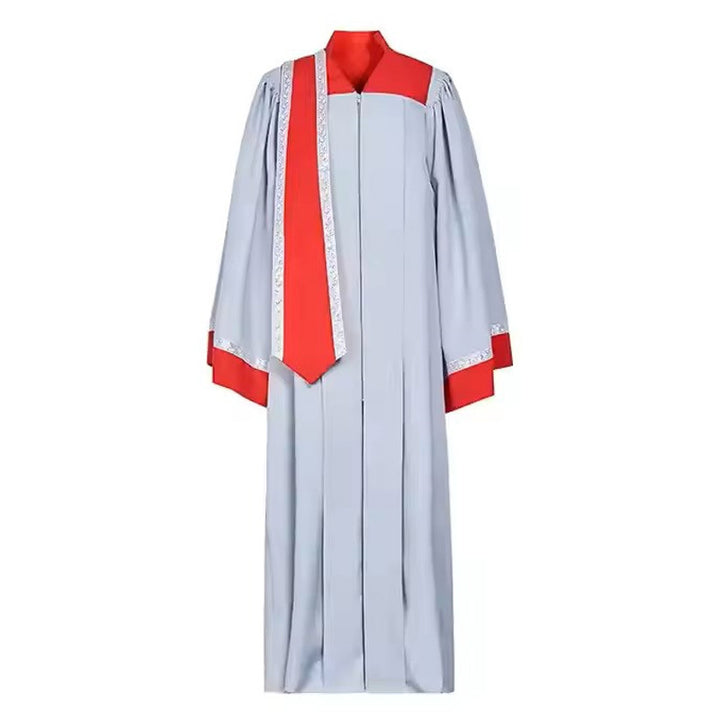 Premium Two-Tone Choir & Clergy Robe - Light Grey & Red