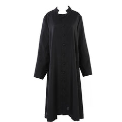 Black Stand Collar Cassock Robe | Single Button Front A-Line | Church Pulpit Ceremony Stage Performance | S-XXL | 400g