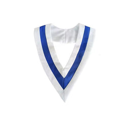 Two-Tone Graduation V-Stole | White Blue White Red | Bachelor Master Doctor Honor Chevron | University Ceremony | One Size | 22g