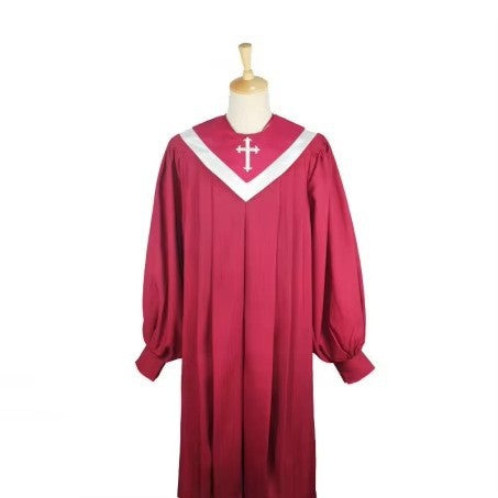 Premium Choir & Clergy Robe with Embroidered Cross Stole | Stage & Ceremony Performance Gown