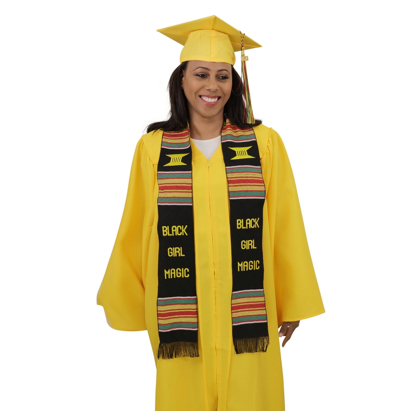 Black Girl Magic Graduation Kente Stole, Handwoven Kente Sash Cloth - Graduation Seller