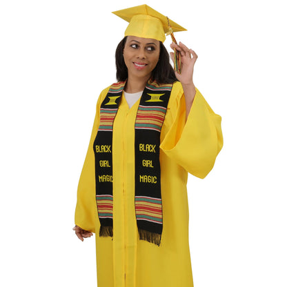 Black Girl Magic Graduation Kente Stole, Handwoven Kente Sash Cloth - Graduation Seller