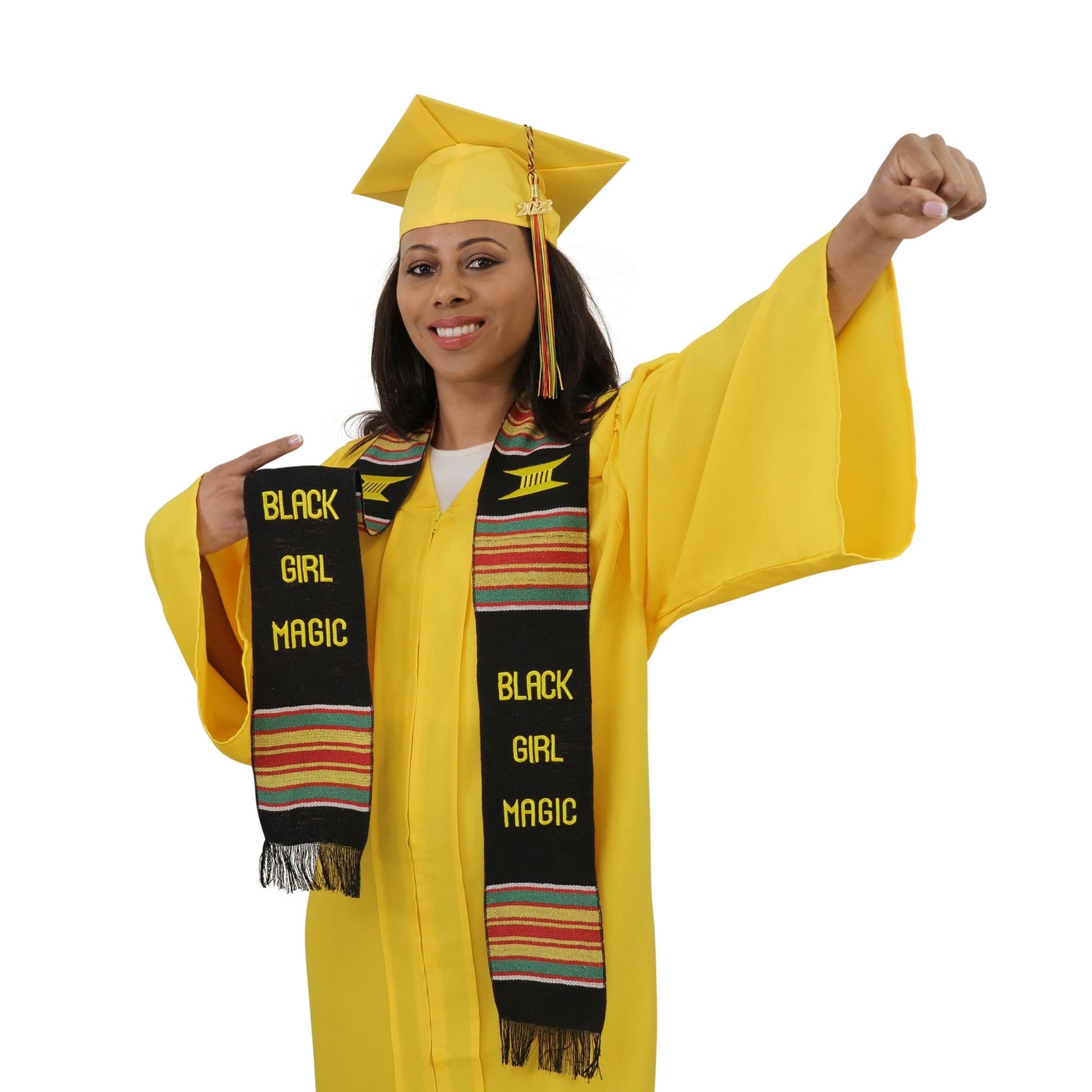 Black Girl Magic Graduation Kente Stole, Handwoven Kente Sash Cloth - Graduation Seller