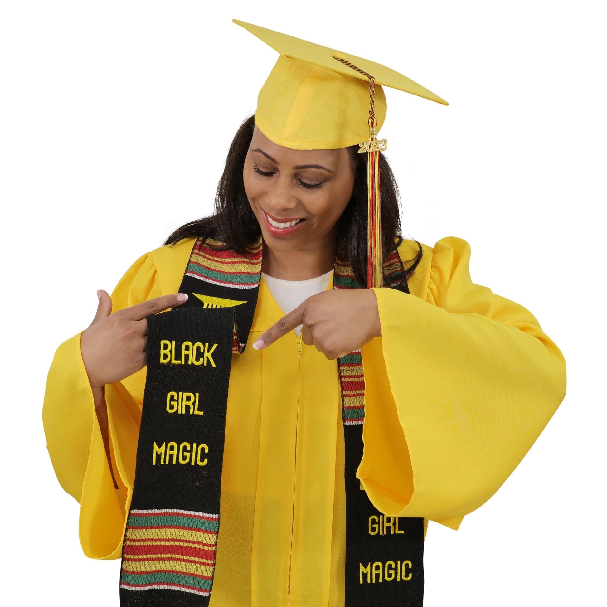 Black Girl Magic Graduation Kente Stole, Handwoven Kente Sash Cloth - Graduation Seller