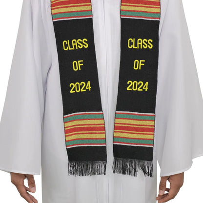 Class of 2024 Graduation Kente Stole, Handwoven Kente Sash Cloth - Graduation Seller