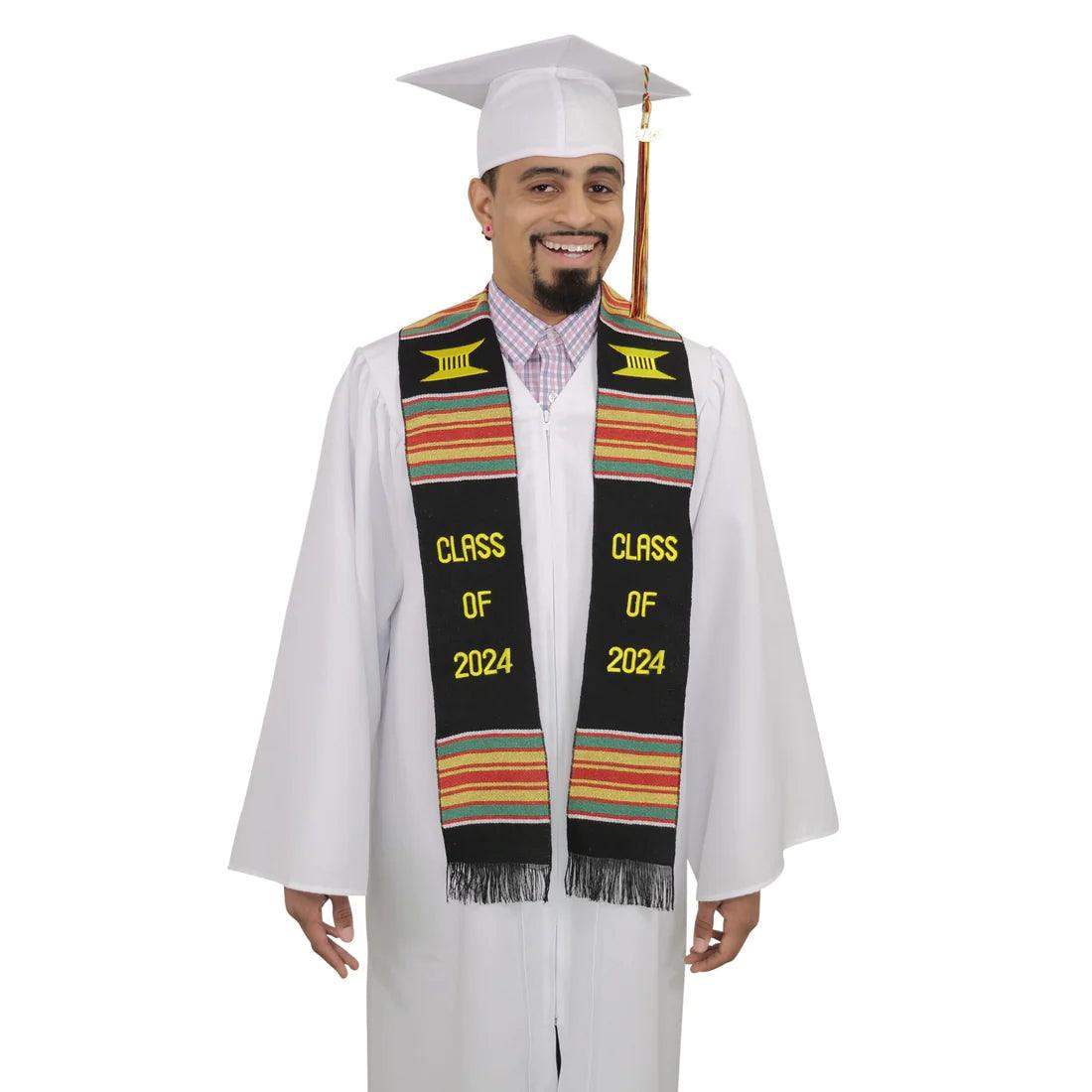 Class of 2024 Graduation Kente Stole, Handwoven Kente Sash Cloth - Graduation Seller