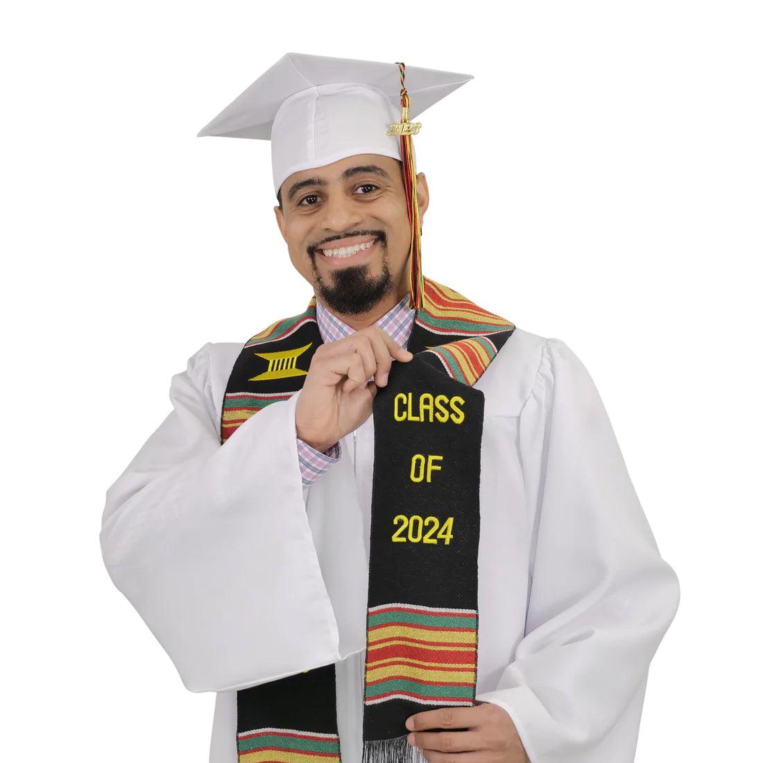 Class of 2024 Graduation Kente Stole, Handwoven Kente Sash Cloth - Graduation Seller