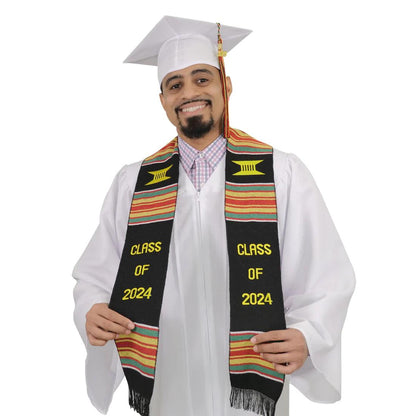 Class of 2024 Graduation Kente Stole, Handwoven Kente Sash Cloth - Graduation Seller