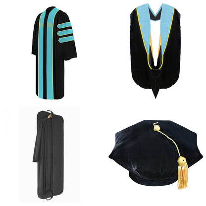 Deluxe Doctoral Academic Gown, Hood and Tam Package - CSULB - Graduation Seller