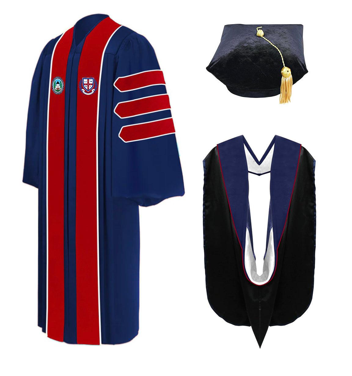 Custom Theology Doctoral Gown, Hood, Tam - Virginia University of Lynchburg - Graduation Seller