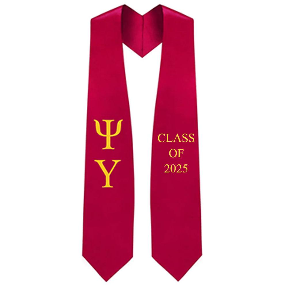 Psi Upsilon Lettered Stole w/ Year - Graduation Seller
