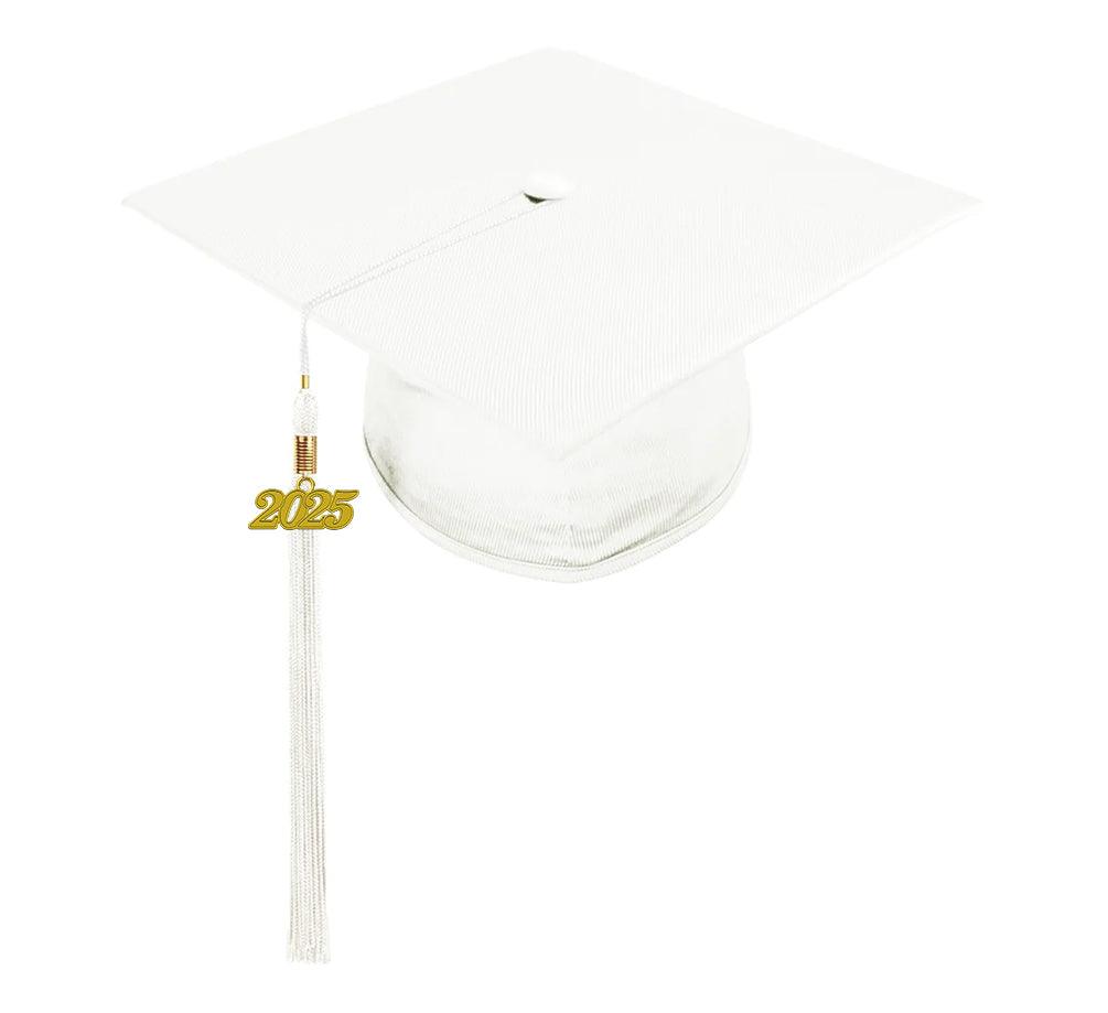 Shiny White High School Cap & Tassel - Graduation Seller