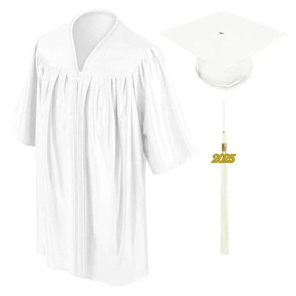 Shiny White Kindergarten/Preschool Cap & Gown - Graduation Seller