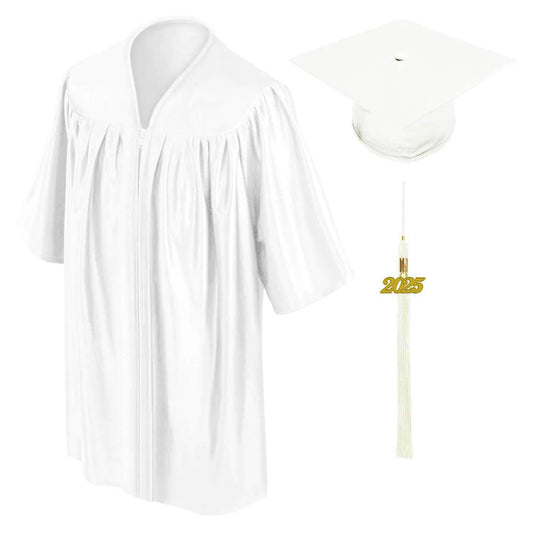 Shiny White Kindergarten/Preschool Cap & Gown - Graduation Seller