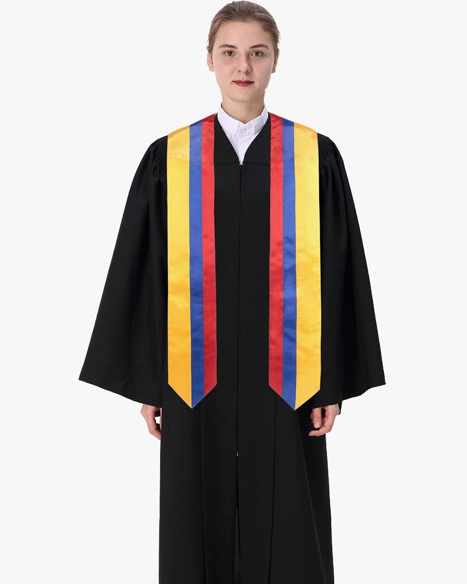 17 Country Flag Graduation Stoles Embroidery Sashes for Study Aboard International Students - Graduation Seller