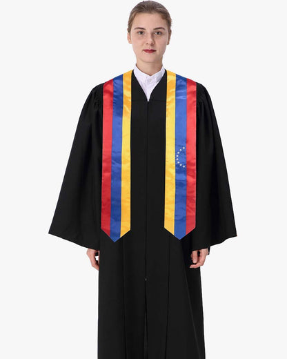 17 Country Flag Graduation Stoles Embroidery Sashes for Study Aboard International Students - Graduation Seller
