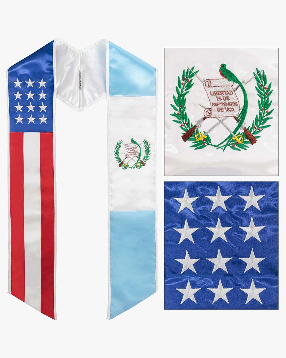 7 Mixed Flag Graduation Stoles Embroidery Sashes for Study Aboard Students - Graduation Seller