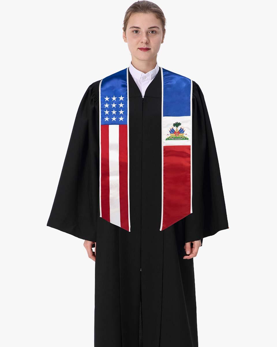 7 Mixed Flag Graduation Stoles Embroidery Sashes for Study Aboard Students - Graduation Seller