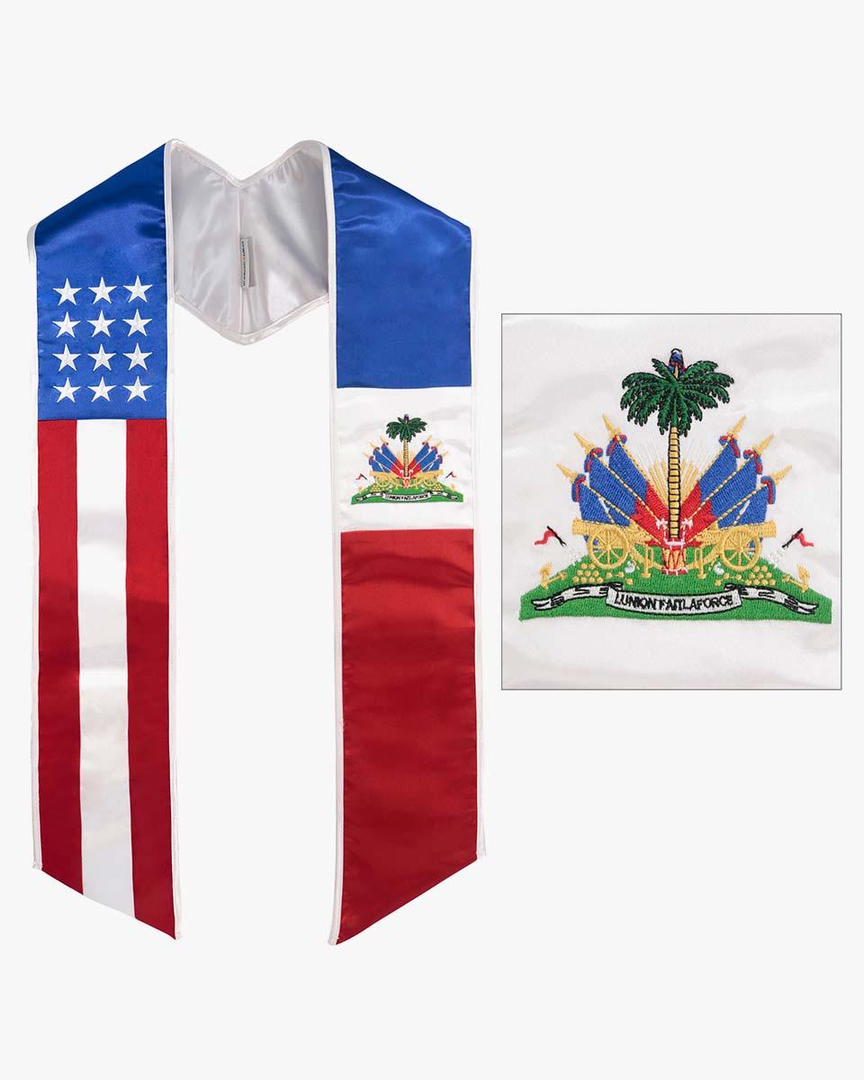 7 Mixed Flag Graduation Stoles Embroidery Sashes for Study Aboard Students - Graduation Seller